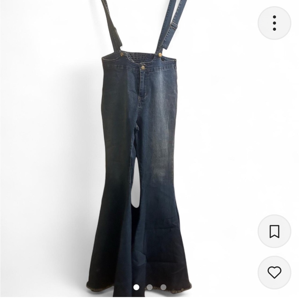Blue Denim Overalls with Flared Legs